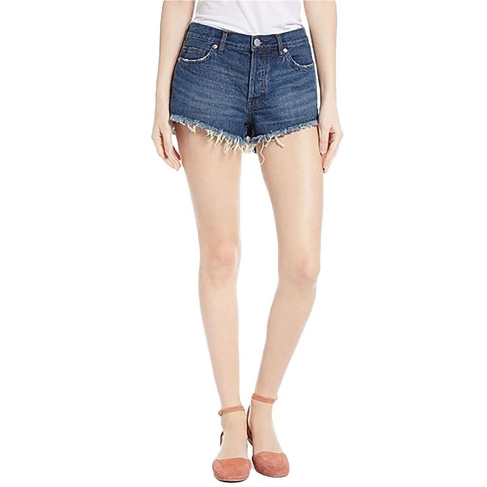 We the Free Womens Cutoff Shorts Button Fly Relaxed Blue 24